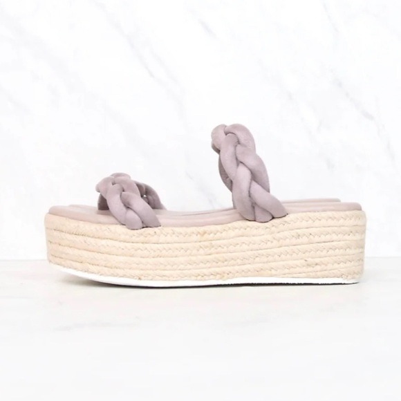 Sbicca Braided Gray/Lilac Espadrille Platform Sandal Size 7.5 - Picture 3 of 8